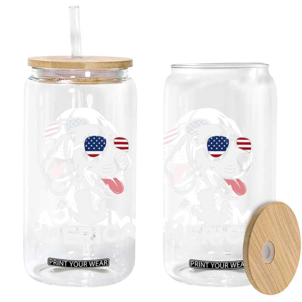 Funny Merica Beagle Lover 4th Of July Glass Can Patriotic Dog Gift