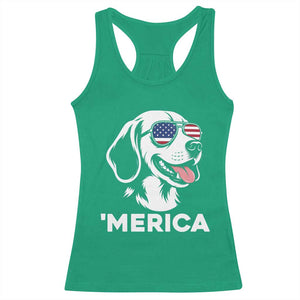 Funny Merica Beagle Lover 4th Of July Racerback Tank Top Patriotic Dog Gift