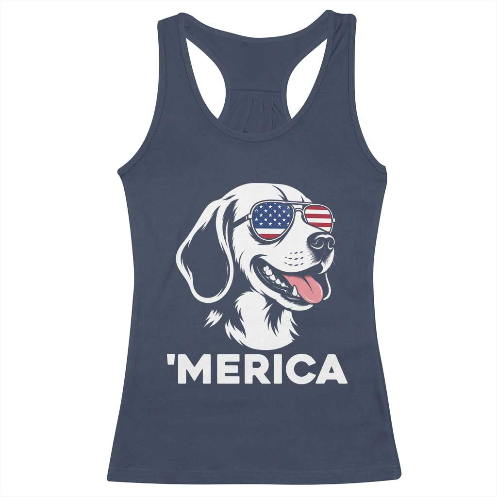 Funny Merica Beagle Lover 4th Of July Racerback Tank Top Patriotic Dog Gift