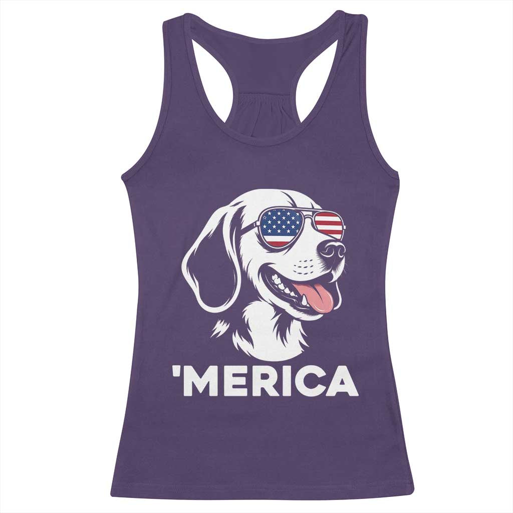 Funny Merica Beagle Lover 4th Of July Racerback Tank Top Patriotic Dog Gift