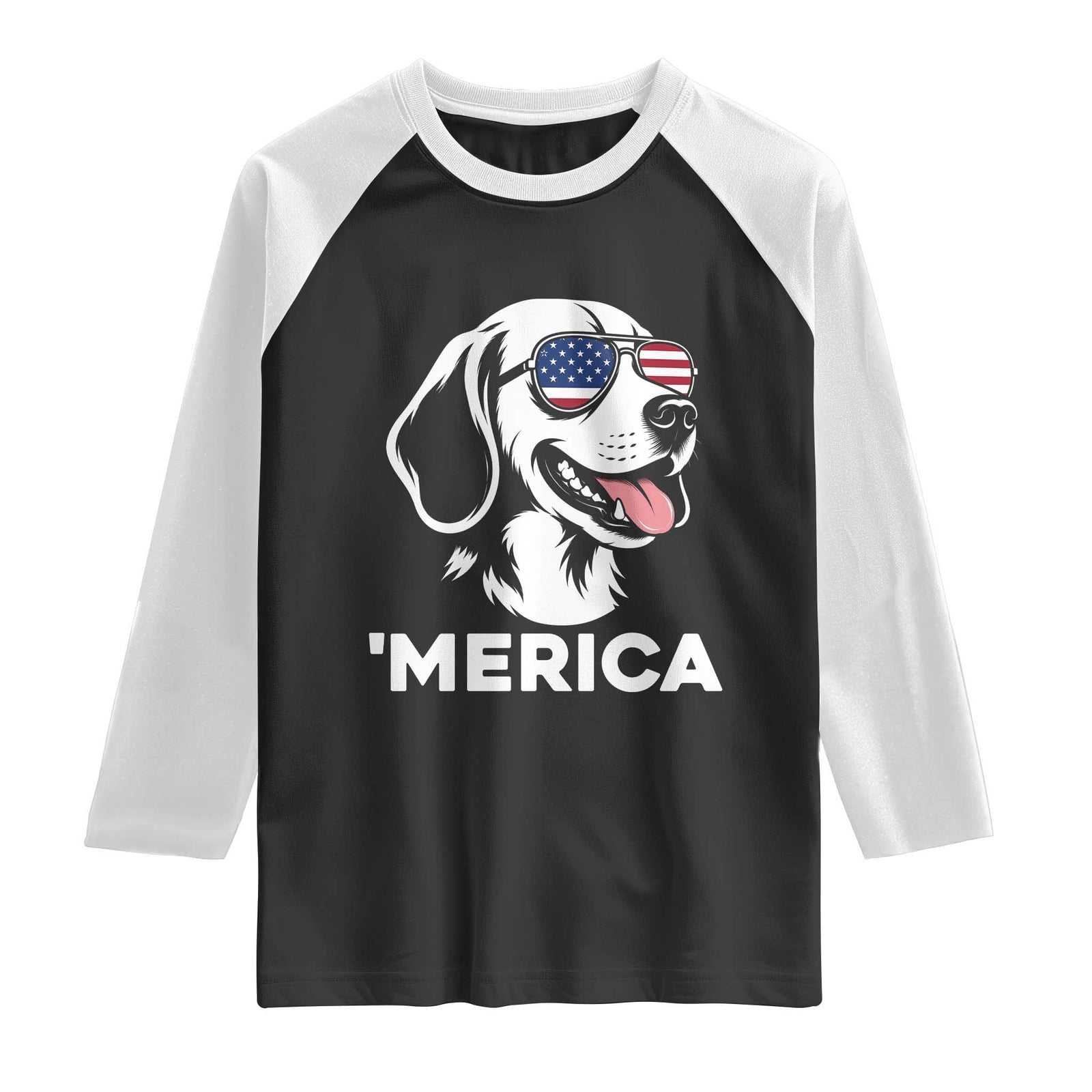 Funny Merica Beagle Lover 4th Of July Raglan Shirt Patriotic Dog Gift TS12 Black White Print Your Wear
