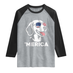 Funny Merica Beagle Lover 4th Of July Raglan Shirt Patriotic Dog Gift