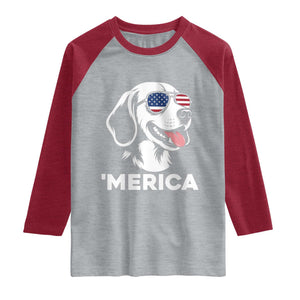 Funny Merica Beagle Lover 4th Of July Raglan Shirt Patriotic Dog Gift