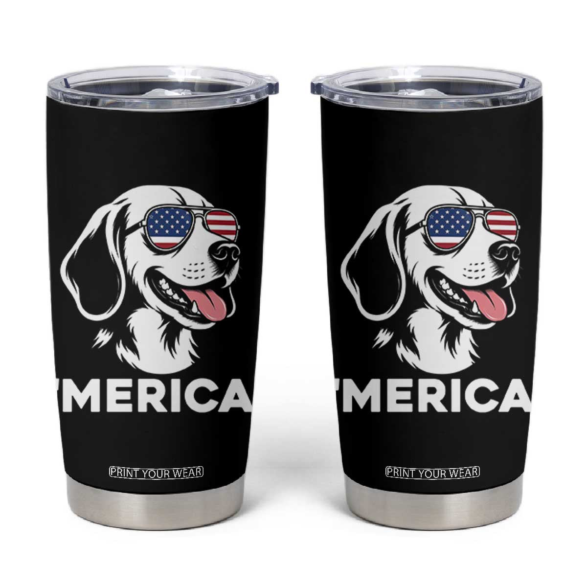 Funny Merica Beagle Lover 4th Of July Tumbler Cup Patriotic Dog Gift TS12 Black Print Your Wear