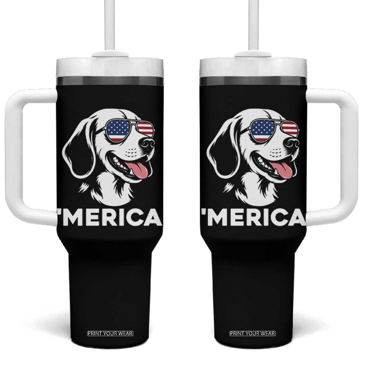 Funny Merica Beagle Lover 4th Of July Tumbler With Handle Patriotic Dog Gift