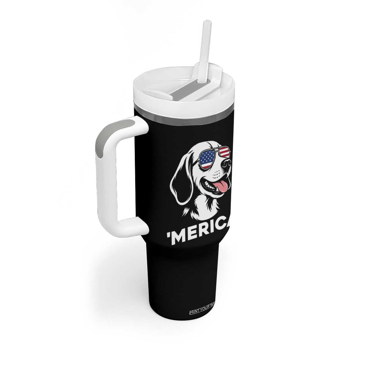 Funny Merica Beagle Lover 4th Of July Tumbler With Handle Patriotic Dog Gift