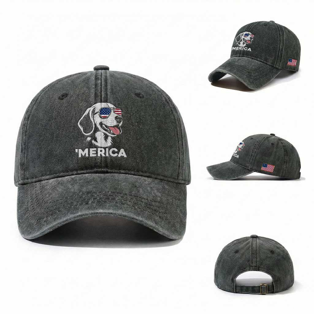 Funny Merica Beagle Lover 4th Of July Washed Cotton Baseball Cap Patriotic Dog Gift