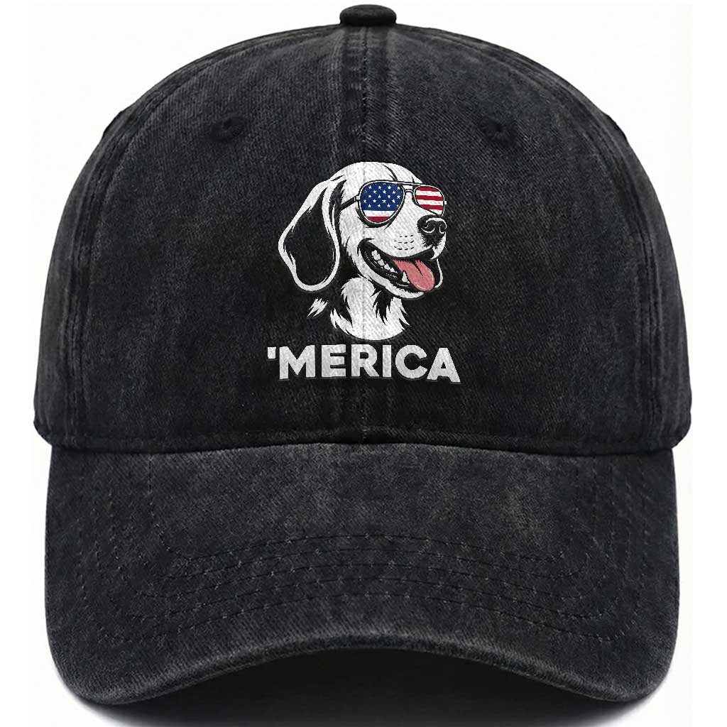 Funny Merica Beagle Lover 4th Of July Washed Cotton Baseball Cap Patriotic Dog Gift TS12 Print Your Wear