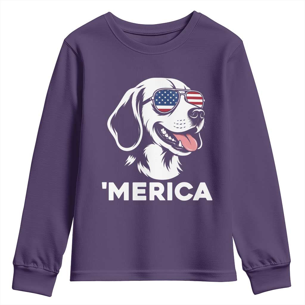 Funny Merica Beagle Lover 4th Of July Youth Sweatshirt Patriotic Dog Gift