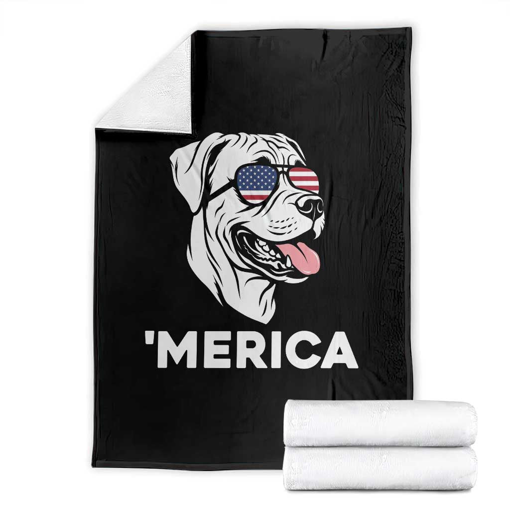 Patriotic Boxer Lover 4th Of July Dog Throw Blanket American Flag Merica Pride