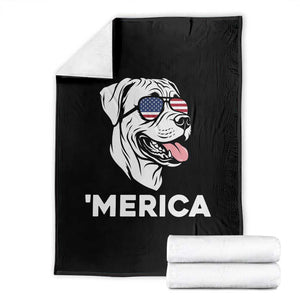 Patriotic Boxer Lover 4th Of July Dog Throw Blanket American Flag Merica Pride