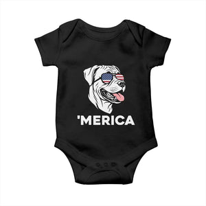 Patriotic Boxer Lover 4th Of July Dog Baby Onesie American Flag Merica Pride