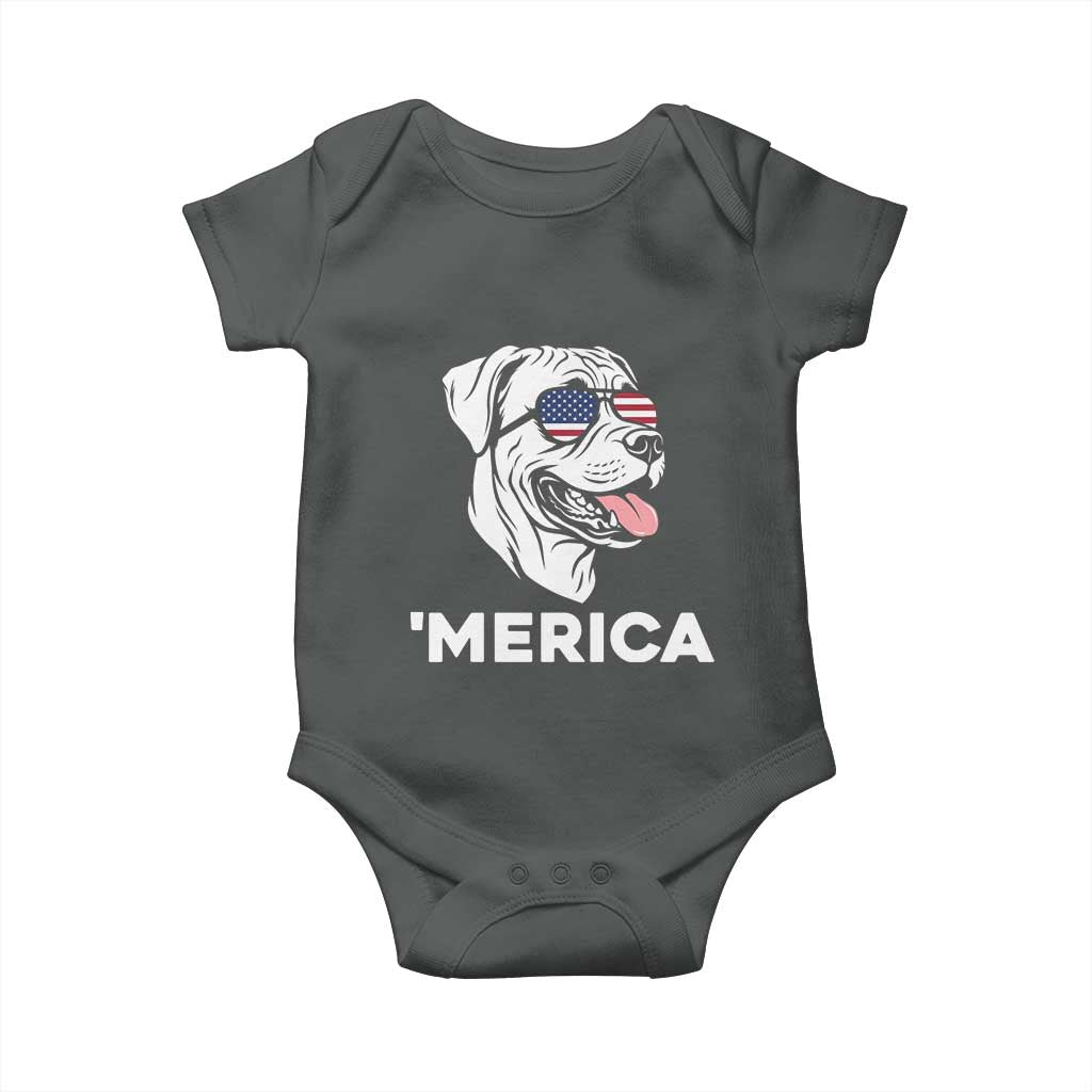 Patriotic Boxer Lover 4th Of July Dog Baby Onesie American Flag Merica Pride