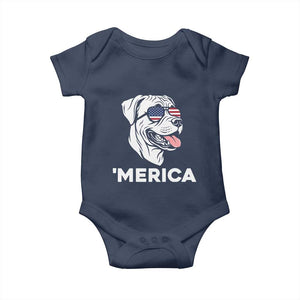 Patriotic Boxer Lover 4th Of July Dog Baby Onesie American Flag Merica Pride