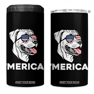 Patriotic Boxer Lover 4th Of July Dog 4 in 1 Can Cooler Tumbler American Flag Merica Pride TS12 One Size: 16 oz Black Print Your Wear
