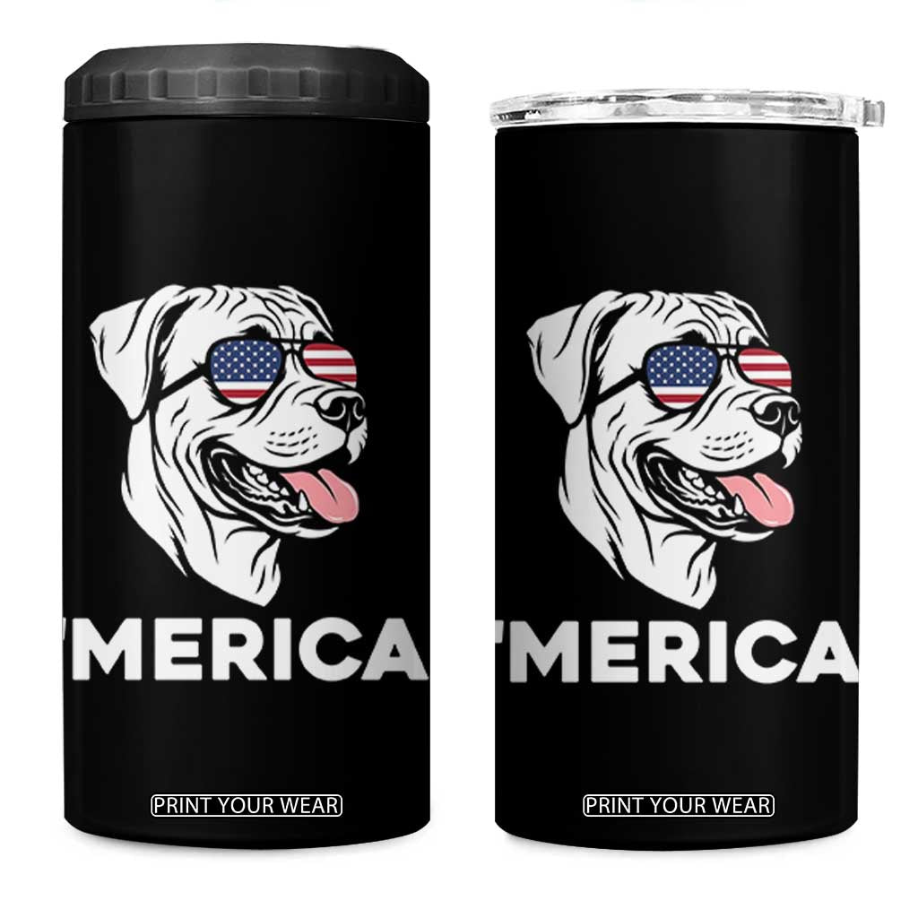 Patriotic Boxer Lover 4th Of July Dog 4 in 1 Can Cooler Tumbler American Flag Merica Pride TS12 One Size: 16 oz Black Print Your Wear