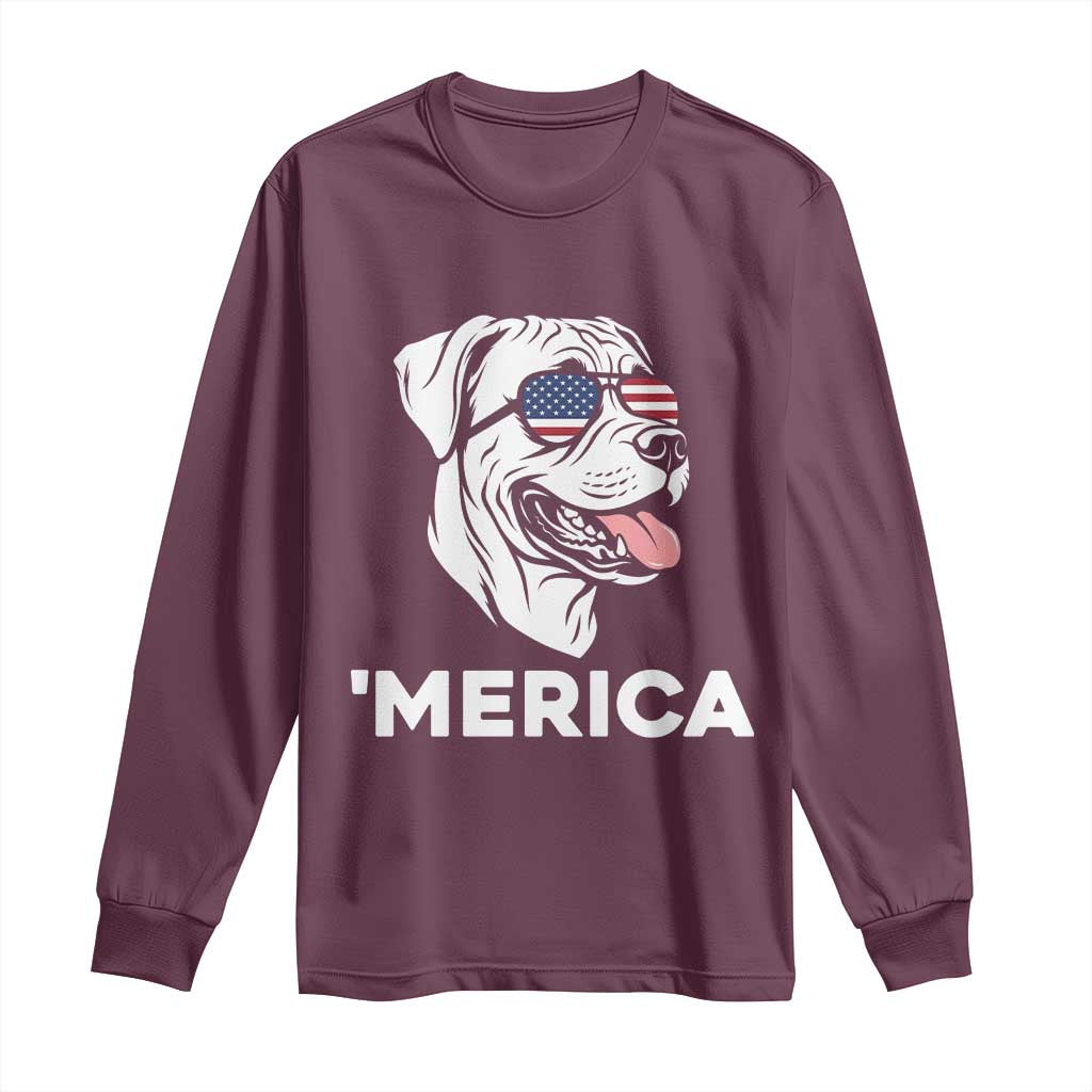 Patriotic Boxer Lover 4th Of July Dog Long Sleeve Shirt American Flag Merica Pride
