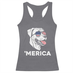 Patriotic Boxer Lover 4th Of July Dog Racerback Tank Top American Flag Merica Pride