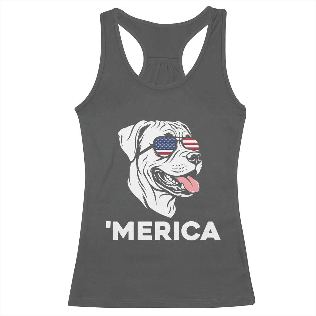Patriotic Boxer Lover 4th Of July Dog Racerback Tank Top American Flag Merica Pride