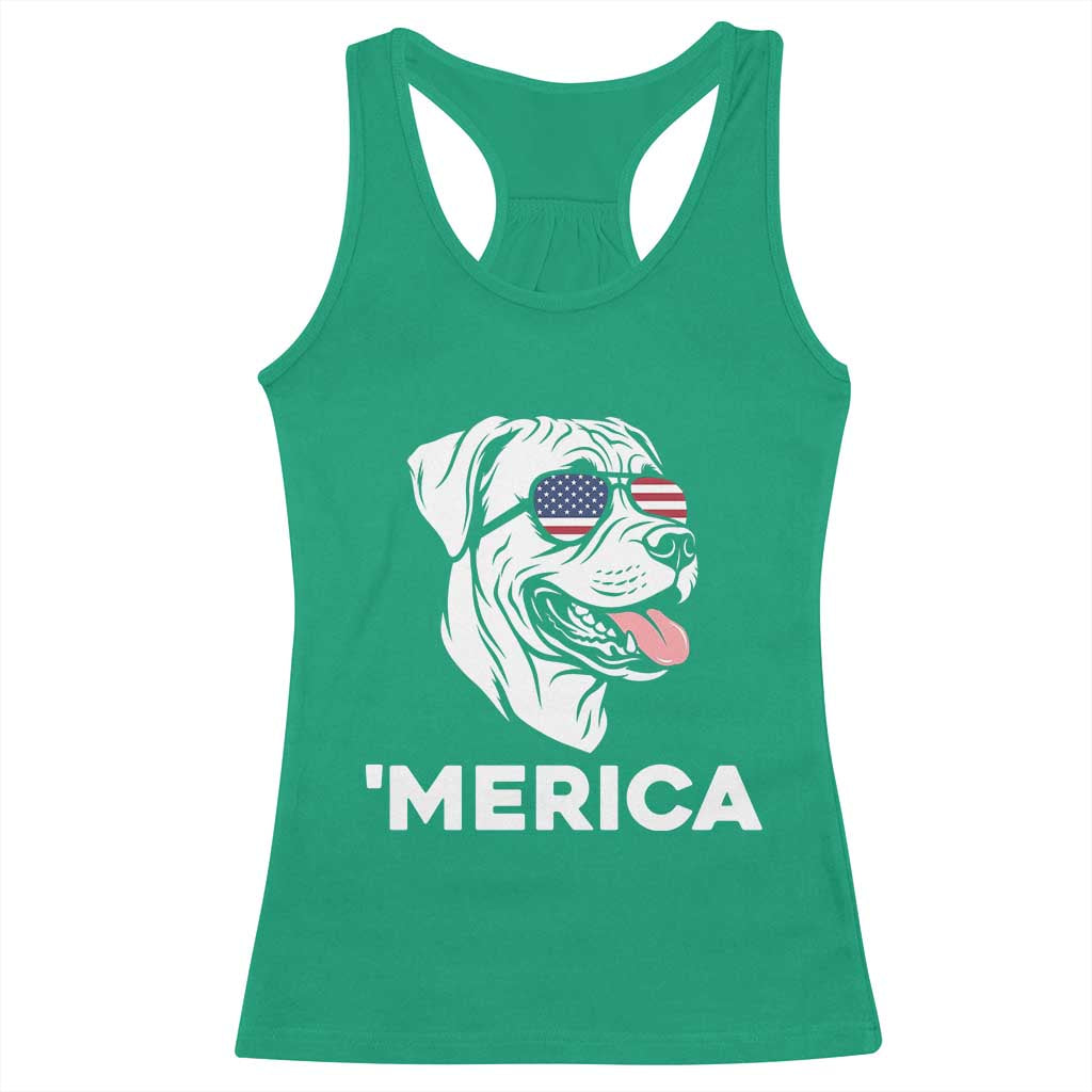 Patriotic Boxer Lover 4th Of July Dog Racerback Tank Top American Flag Merica Pride