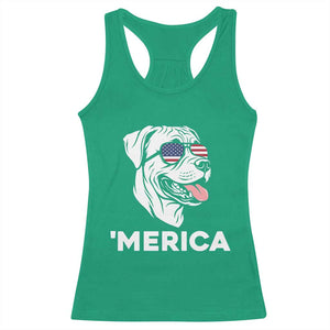 Patriotic Boxer Lover 4th Of July Dog Racerback Tank Top American Flag Merica Pride
