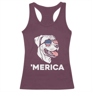Patriotic Boxer Lover 4th Of July Dog Racerback Tank Top American Flag Merica Pride