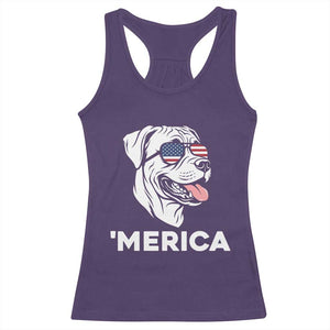 Patriotic Boxer Lover 4th Of July Dog Racerback Tank Top American Flag Merica Pride