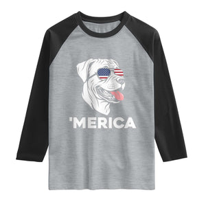 Patriotic Boxer Lover 4th Of July Dog Raglan Shirt American Flag Merica Pride