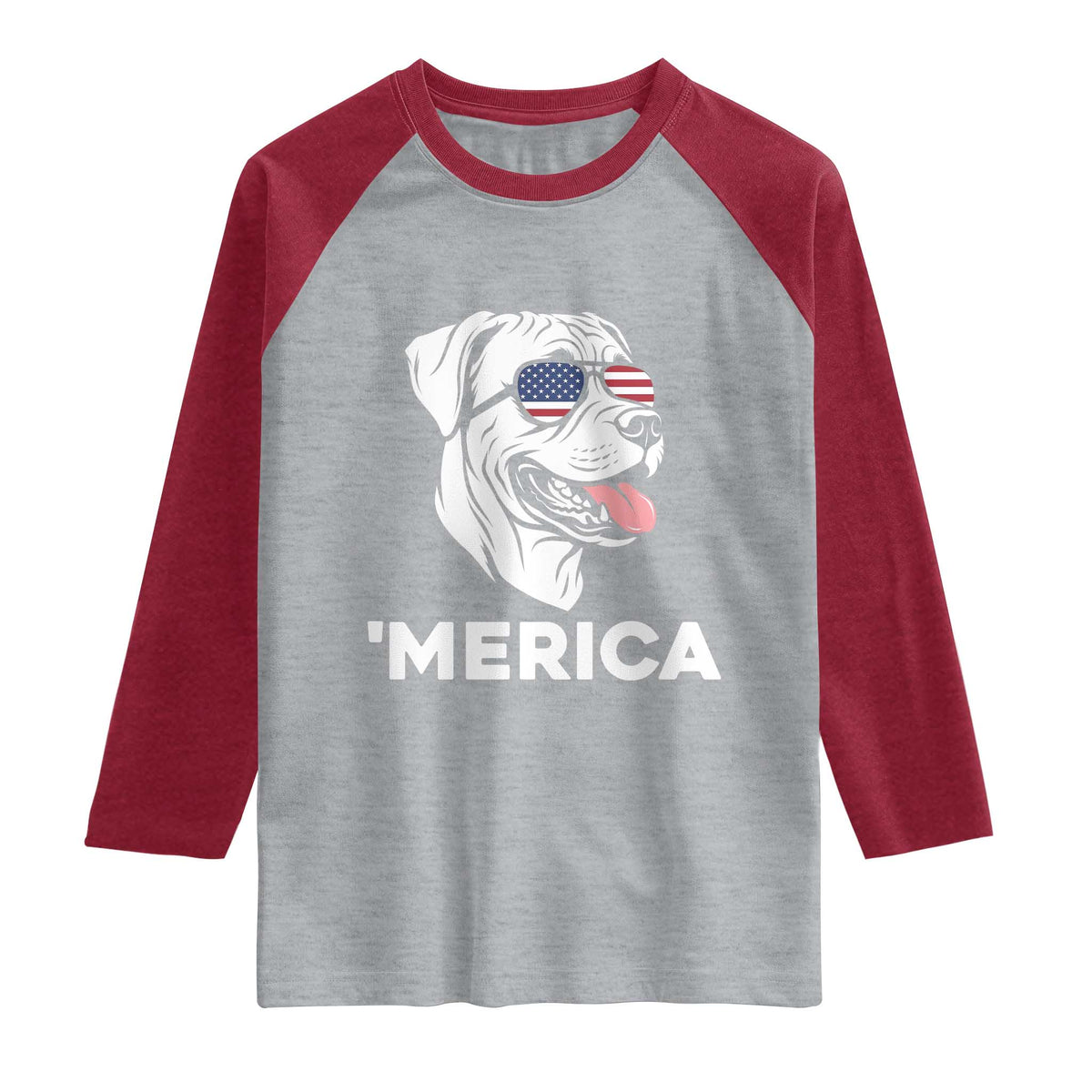 Patriotic Boxer Lover 4th Of July Dog Raglan Shirt American Flag Merica Pride