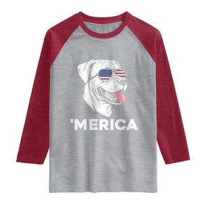 Patriotic Boxer Lover 4th Of July Dog Raglan Shirt American Flag Merica Pride