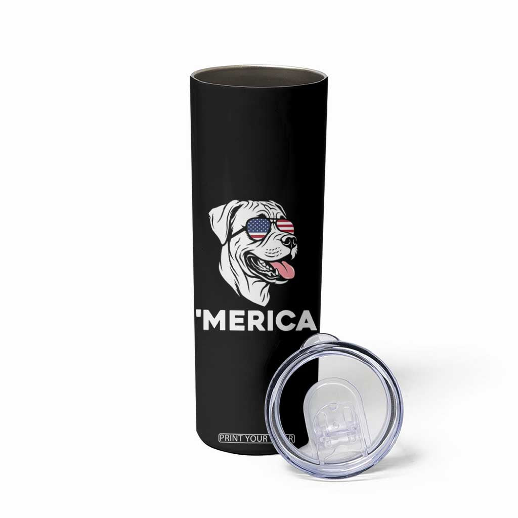 Patriotic Boxer Lover 4th Of July Dog Skinny Tumbler American Flag Merica Pride