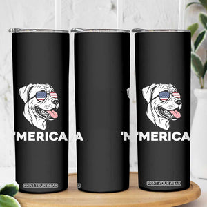 Patriotic Boxer Lover 4th Of July Dog Skinny Tumbler American Flag Merica Pride