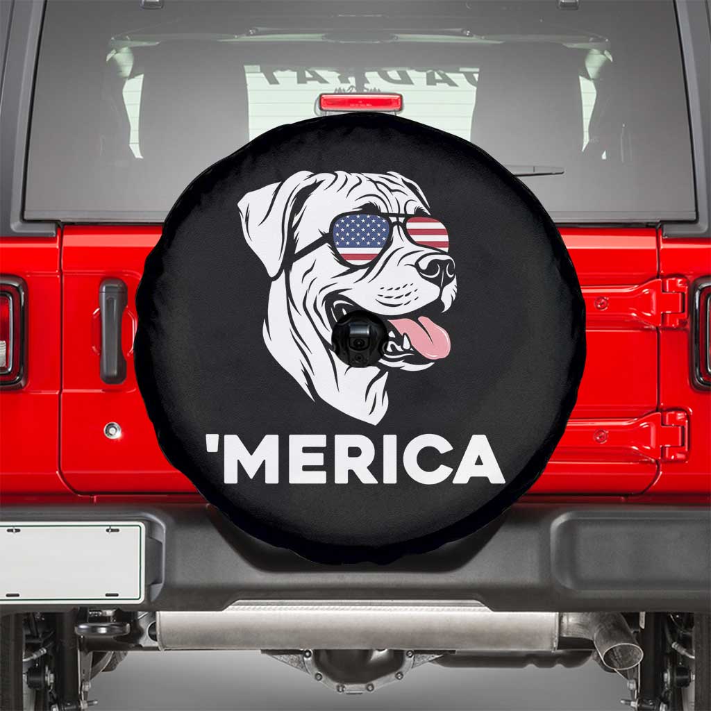 Patriotic Boxer Lover 4th Of July Dog Spare Tire Cover American Flag Merica Pride