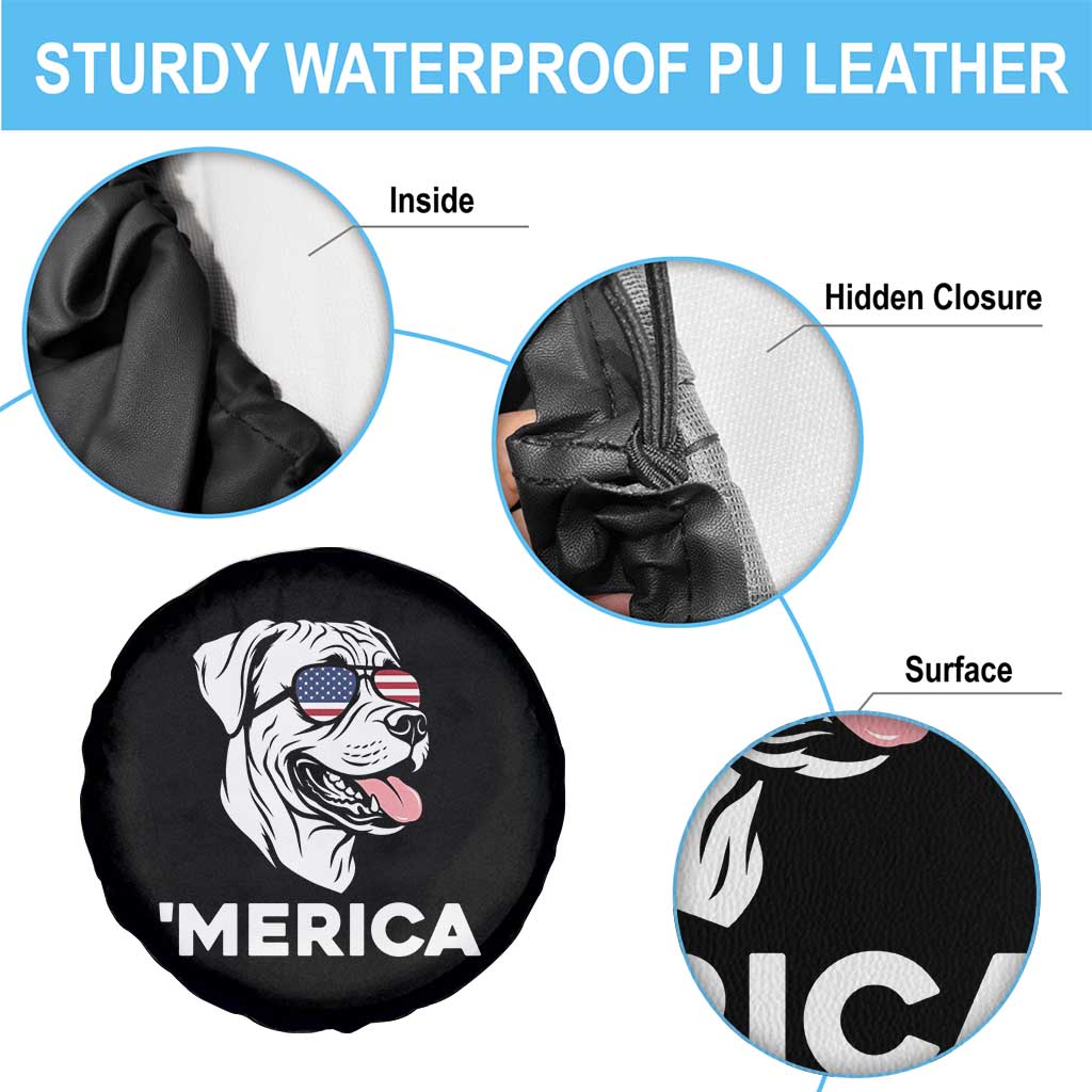 Patriotic Boxer Lover 4th Of July Dog Spare Tire Cover American Flag Merica Pride