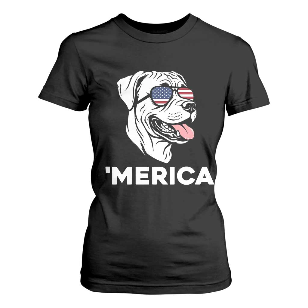 Patriotic Boxer Lover 4th Of July Dog T Shirt For Women American Flag Merica Pride