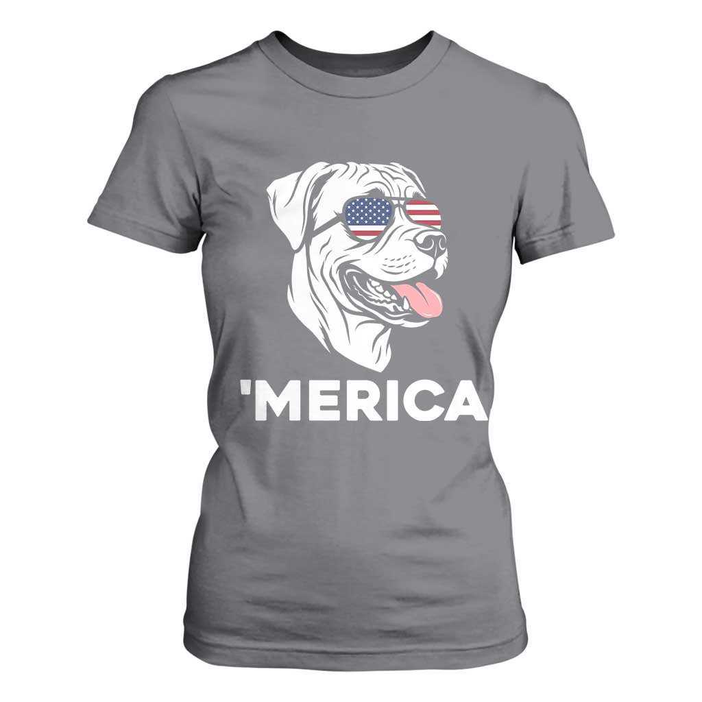 Patriotic Boxer Lover 4th Of July Dog T Shirt For Women American Flag Merica Pride