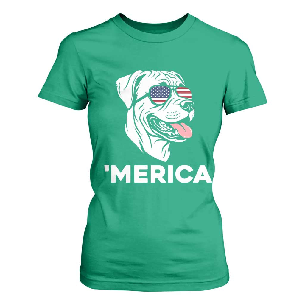 Patriotic Boxer Lover 4th Of July Dog T Shirt For Women American Flag Merica Pride