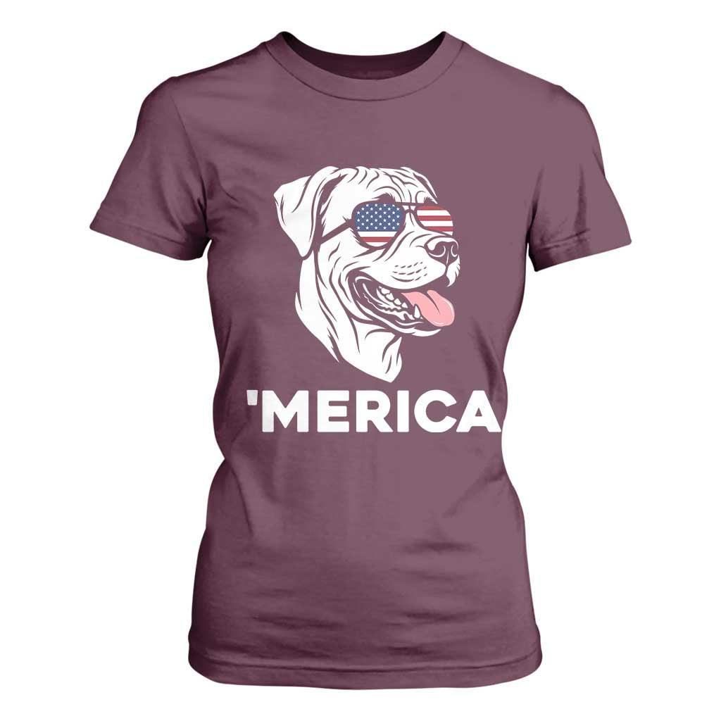 Patriotic Boxer Lover 4th Of July Dog T Shirt For Women American Flag Merica Pride