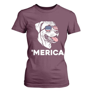 Patriotic Boxer Lover 4th Of July Dog T Shirt For Women American Flag Merica Pride