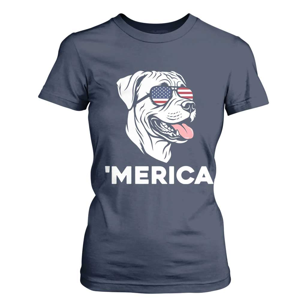 Patriotic Boxer Lover 4th Of July Dog T Shirt For Women American Flag Merica Pride