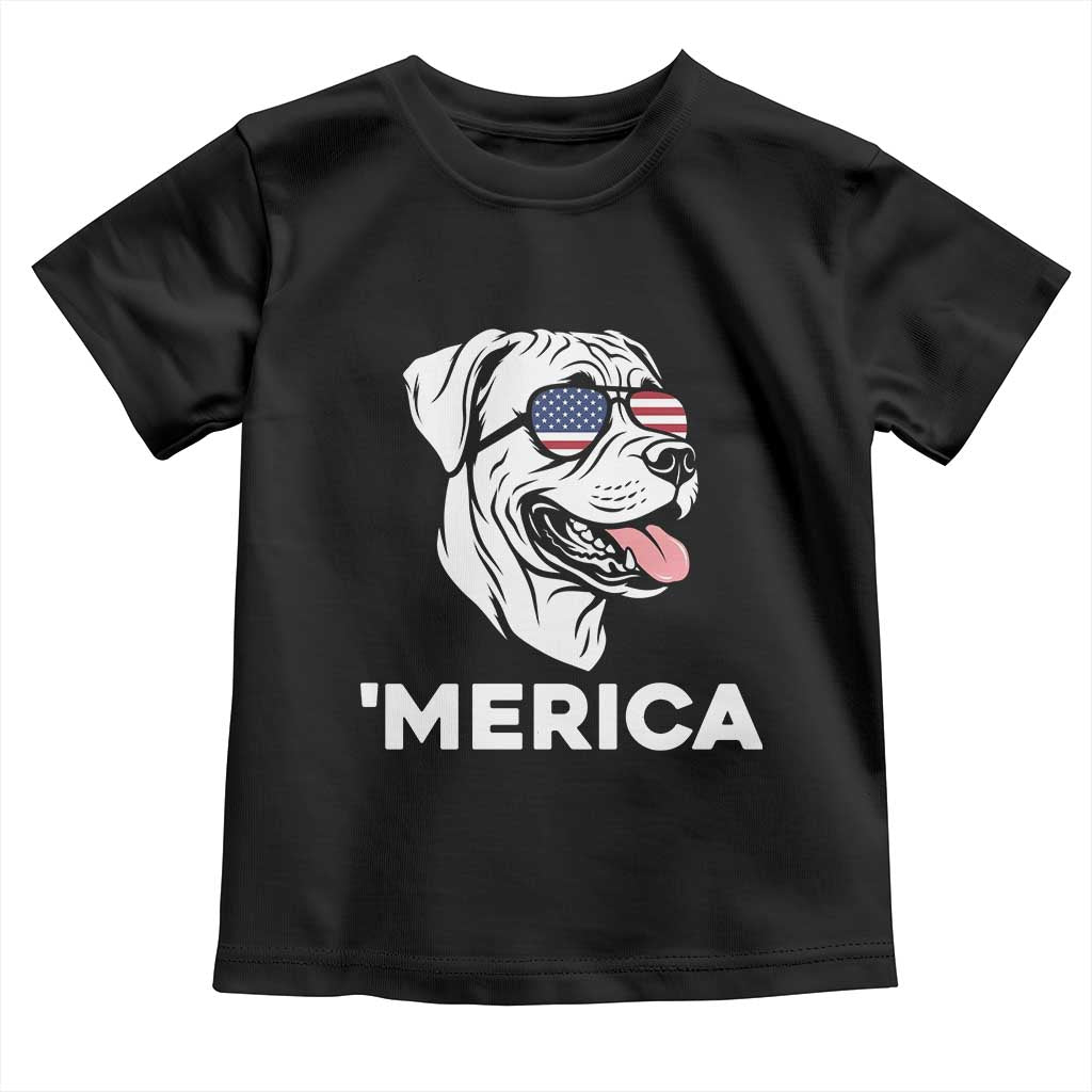 Patriotic Boxer Lover 4th Of July Dog Toddler T Shirt American Flag Merica Pride TS12 Black Print Your Wear