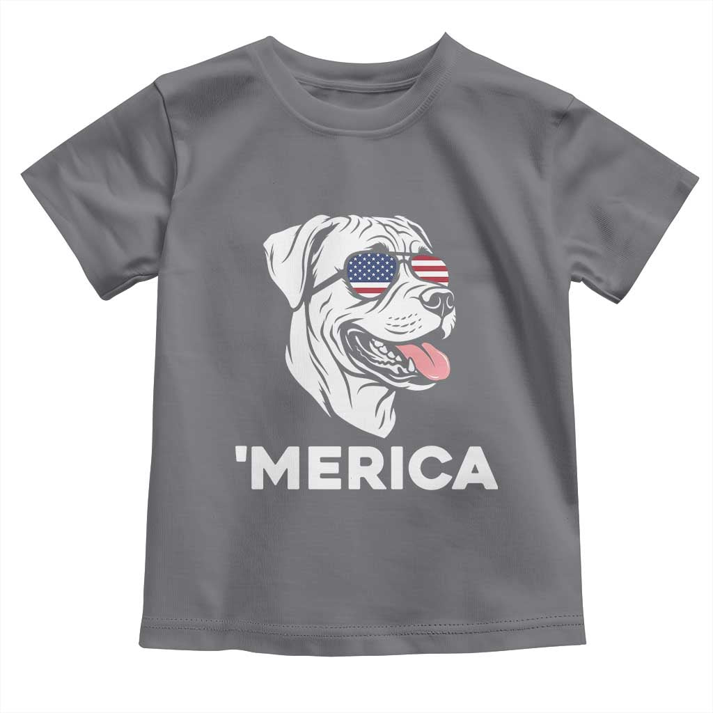 Patriotic Boxer Lover 4th Of July Dog Toddler T Shirt American Flag Merica Pride