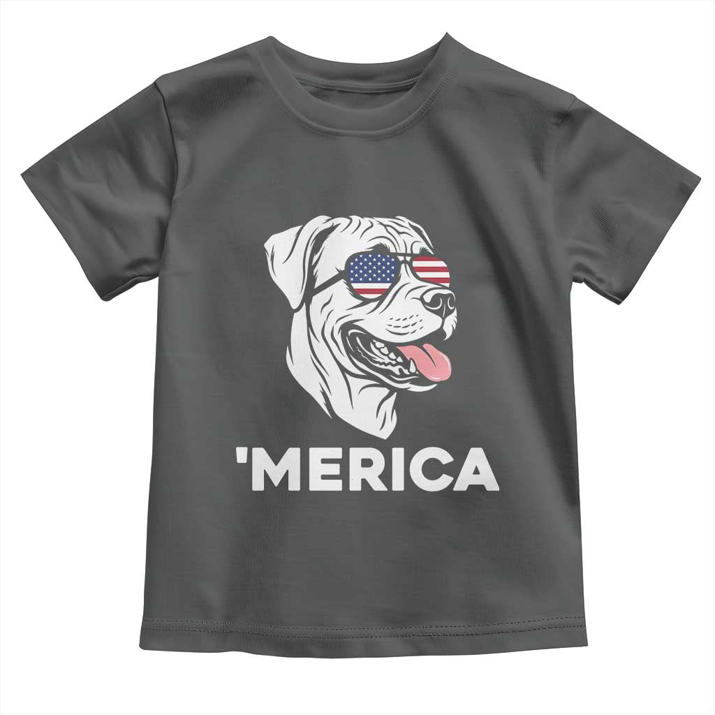 Patriotic Boxer Lover 4th Of July Dog Toddler T Shirt American Flag Merica Pride
