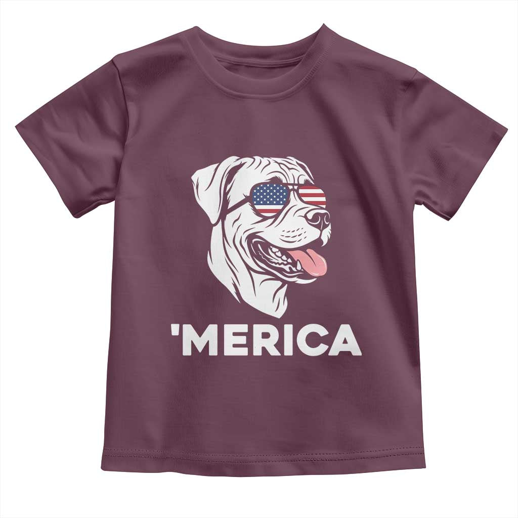 Patriotic Boxer Lover 4th Of July Dog Toddler T Shirt American Flag Merica Pride