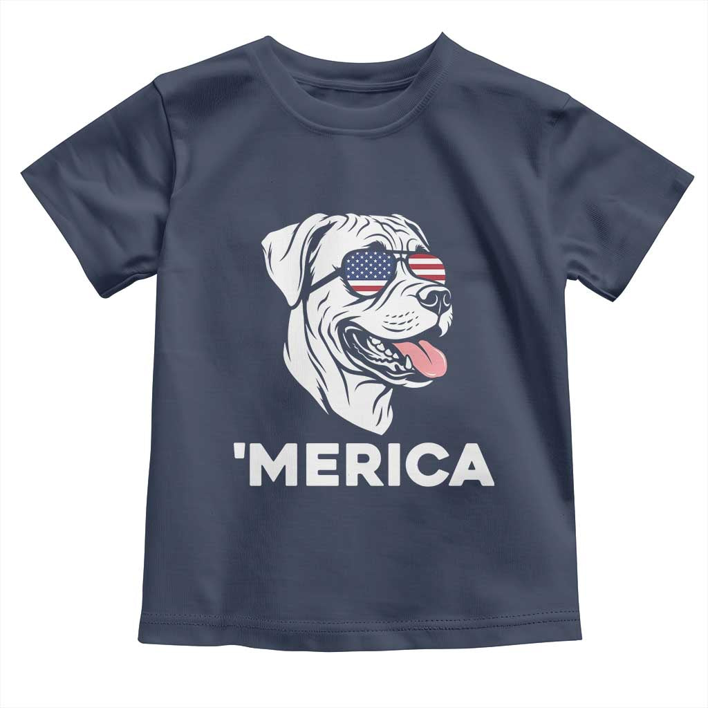Patriotic Boxer Lover 4th Of July Dog Toddler T Shirt American Flag Merica Pride