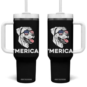 Patriotic Boxer Lover 4th Of July Dog Tumbler With Handle American Flag Merica Pride