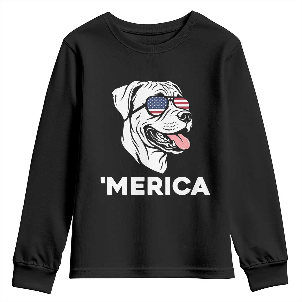 Patriotic Boxer Lover 4th Of July Dog Youth Sweatshirt American Flag Merica Pride TS12 Black Print Your Wear