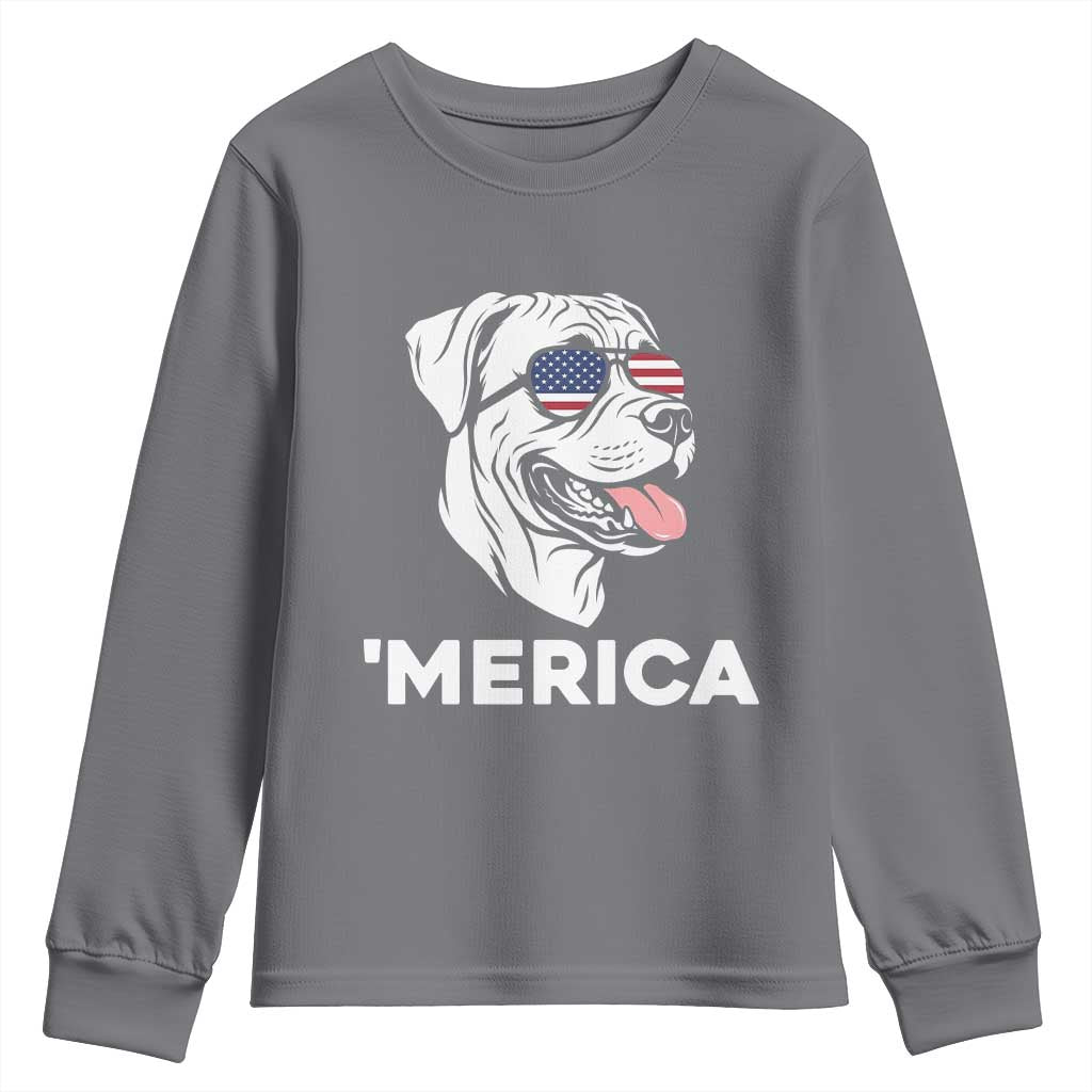Patriotic Boxer Lover 4th Of July Dog Youth Sweatshirt American Flag Merica Pride