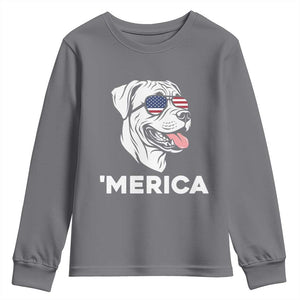 Patriotic Boxer Lover 4th Of July Dog Youth Sweatshirt American Flag Merica Pride