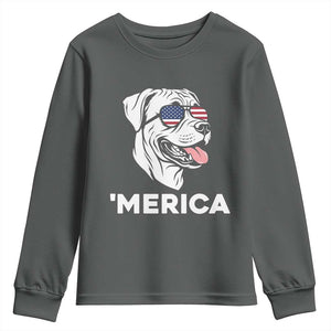 Patriotic Boxer Lover 4th Of July Dog Youth Sweatshirt American Flag Merica Pride